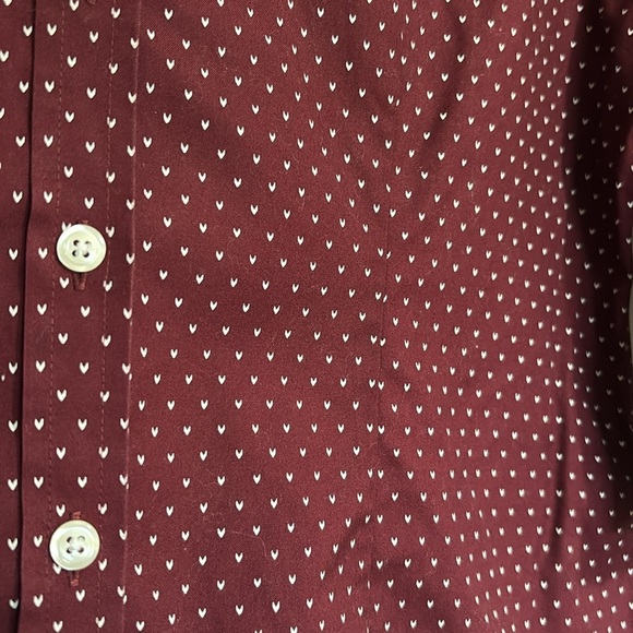 L.L.Bean Women's XSP Button Down Shirt Maroon Heart Motif - Picture 4 of 6